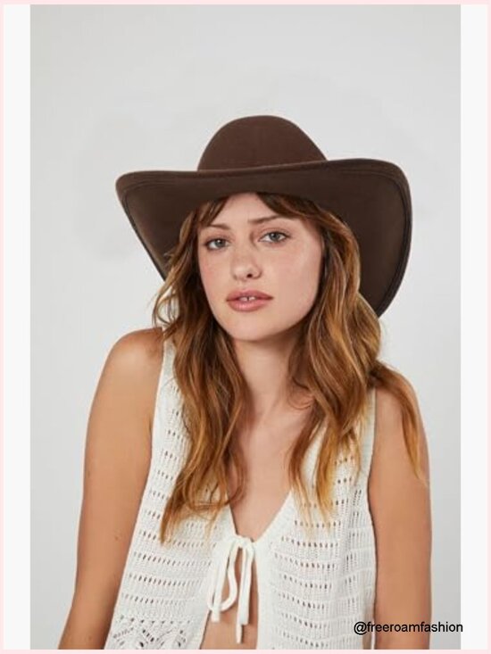 Unisex Classic Western Cowboy Shapeable Felt Hat with Belt Buckle